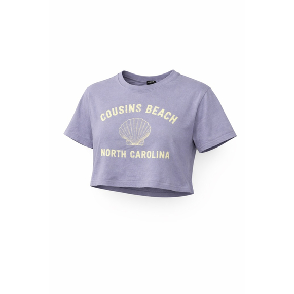 Originality Tops - Originality Cousins Beach North Carolina Cropped T-Shirt Women’s Lavender Sz L